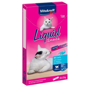 Ласощі для котів Vitakraft Cat Liquid Snack з лососем 6 стіків х 15 г