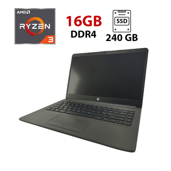 Ноутбук HP 245 G8 / 14" (1920x1080) IPS / AMD Ryzen 3 3250U (2 (4) ядра по 2.6 - 3.5 GHz) / 16 GB DDR4 / 240 GB SSD / AMD Radeon RX Vega 3 / WebCam б/у