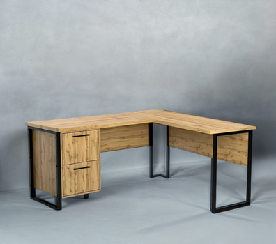 Стол угловой офисный Tobi Sho LOFT Gold СУЛГ/5-1 с 2 ящиками столешница 18 мм, 1400х1200х750 Дуб аппалачи