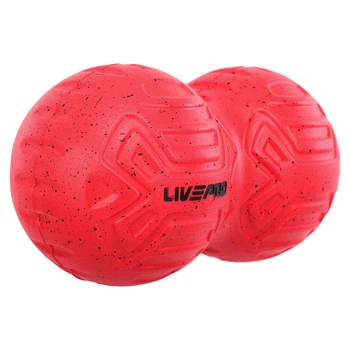 Мяч массажный двойной для МФР и самомассажа Duoball LivePRO Peanut massage ball Полиуретан d-106 мм цвет красный LP8509