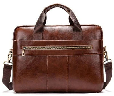 Ділова чоловіча сумка Vintage із натуральної зернистої шкіри коричнева для документів A4 (bg148fash36)