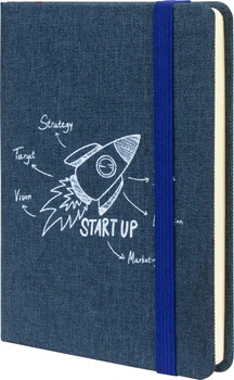 Деловая записная книжка Optima Start-Up А6 твердая обложка текстиль на резинке в линию 128 листов (O27192-06)