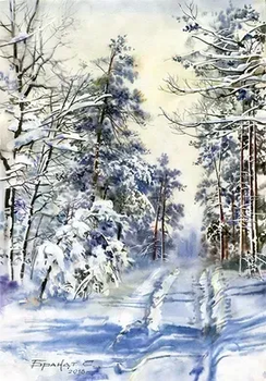 Алмазна мозаїка, У зимовому лісі худ. Брандт (GU_189634) 40 х 50 см, Діамантові ручки