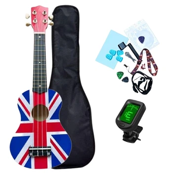 Комплект Укулеле сопрано 21″ Union Jack (Britain Flag) + Чехол + Тюнер + Комплект аксессуаров (mrk6928)