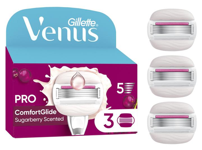 Змінні картриджі для гоління (леза касети) жіночі Venus & Olay Comgortglide Sugarberry Scent 5 лез із ароматом солодких ягід 3 шт