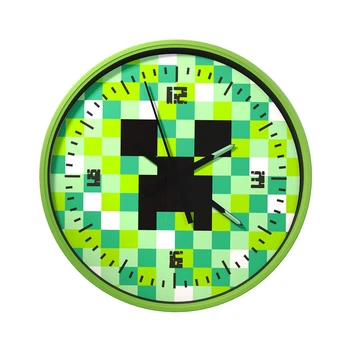 Настінний годинник кварцовий Creeper Minecraft зелений корпус