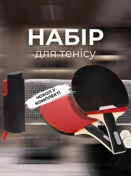Набір для настільного тенісу для гри в пінг понг теніс 2 ракетки 4 м'ячика та сітка у комплекті