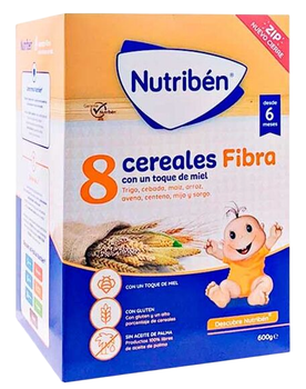 Kaszka wieloziarnista dla dzieci Nutriben Nutribn 8 Cereals and Honey Fibre 600 g (8430094056430)