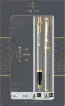 Набір Parker IM Brushed Metal GT Кулькова ручка + Ручка-ролер Чорні (3026980932176)