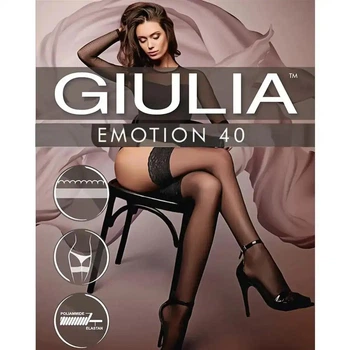 Панчохи з самоутримним мереживом Giulia Emotion 40 den 5-6 розмір колір чорний