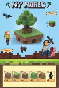 Магнитный конструктор Minecraft Сундук возле дерева 64шт, Детский конструктор Майнкрафт на магнитах