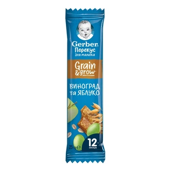 Батончик фруктово-злаковий Gerber Виноград та яблуко 25 г (7613287130075)