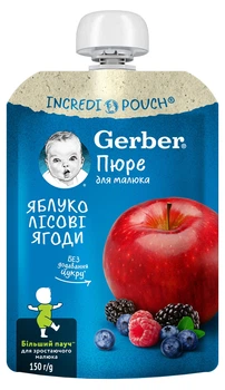 Пюре Gerber фруктовое Яблоко, лесные ягоды с 6 месяцев 150 г (7613287358981)