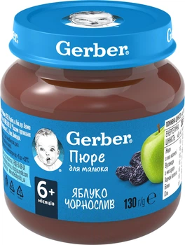 Пюре Gerber фруктовое Яблоко и чернослив с 6 месяцев 130 г (7613033514951)