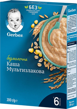 Дитяча каша Gerber Суха молочна швидкорозчинна Мультизлакова для дітей від 6 міс. 200 г (7613287016430)