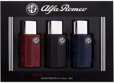 Zestaw męski Alfa Romeo Woda toaletowa Black 40 ml + Woda toaletowa Blue 40 ml + Woda toaletowa Red 40 ml (810876032636)