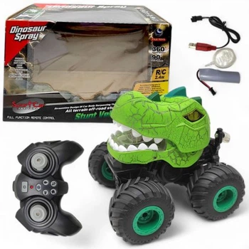 Радиоуправляемый внедорожник YILE TOYS Дино-джип 17х16,5х15 см с парогенератором и подсветкой на аккумуляторе Разноцветный