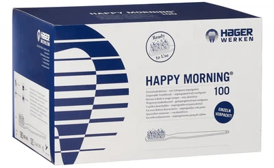 Одноразові зубні щітки Miradent Імпрегновані зубною пастою Happy Morning Short Head 100 шт (4250107602881)