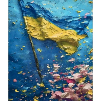 Алмазная мозаика вышивка Победа Украины флаг символика на подрамнике полная 5d 40х50 см IMAGE41