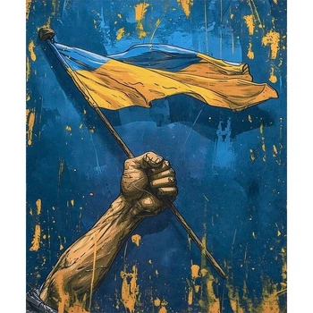 Алмазная мозаика вышивка Победа Украины флаг символика на подрамнике полная 5d 40х50 см IMAGE65