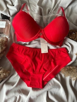 Комплект бюстгальтер push-up + трусики слипы 8319В Weiyesi красный 85B/XL