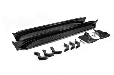 Боковые пороги (2015-2021) Черный цвет для Toyota Land Cruiser 200