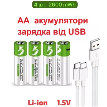 Акумуляторні батарейки Smartoools AA 1.5V з роз'ємом Type-C (4 шт)