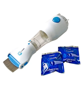 Электрический гребень от вшей с вытяжкой licrtec v-comb белый