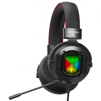 Проводная игровая гарнитура ONIKUMA Gaming with LED K3, USB, 3.5mm, 2m, black-red