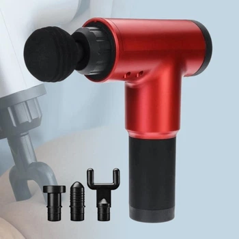Массажный пистолет перкуссионный для тела Fascial Gun ручной для вибромассажа мышц, Красный