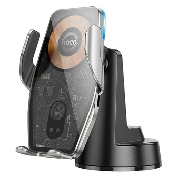 Автомобільний утримувач із бездротовою зарядкою HOCO Traveler infrared RGB (center console) HW27 |15W| Чорний