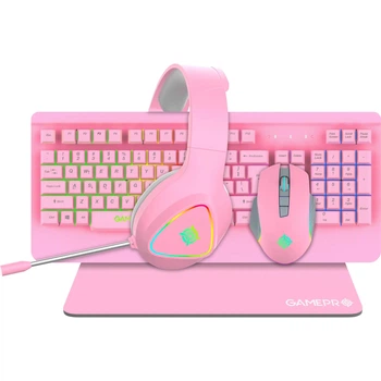 Комплект (клавиатура + мышь + наушники + коврик) GamePro GS1863 Pink [114352]