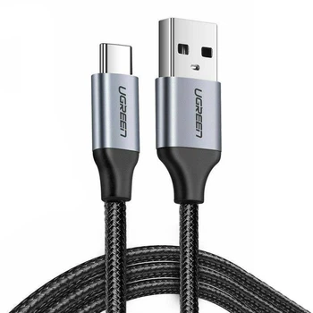 Кабель UGREEN US288 USB2.0 AM to Type-C M 3м 3A 18W нікельоване алюмінієве обплетення Space Grey (60408)