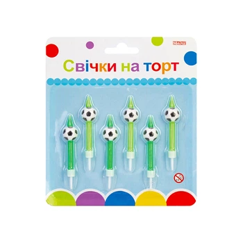 Набор свечек для торта Maxi "Мячи" 6 шт + 6 подставок цветные (MX620158)