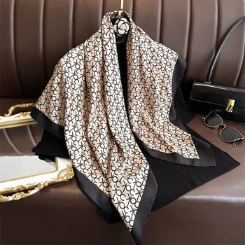 Жіноча хустка бандана шарф пов'язка на шию сумку голову Honey Fashion Accessories бежевий (12-309)