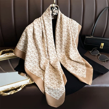 Жіноча хустка бандана шарф пов'язка на шию сумку голову Honey Fashion Accessories світло-бежевий (12-309)