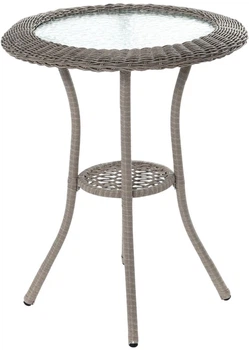 Stolik balkonowy OTE Manchester rattan śr. 60 cm szary (OTE-001-MANCHESTER2-STOL-60)