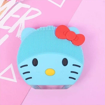 Косметическая массажная щетка для очищения лица Forever Kitty Голубая 065n