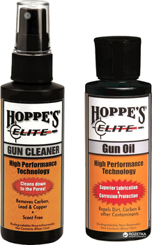 Комплект універсального та збройового мастила Hoppe's Elite Gun Oil + Gun Cleaner 2 х 60 мл (E2CO)