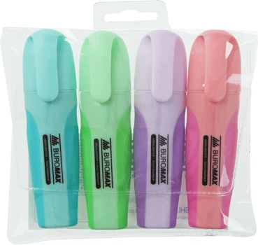 Набір текстових маркерів з гумовими вставками Buromax Pastel 2-4 мм 4 шт. (BM.8905-94)