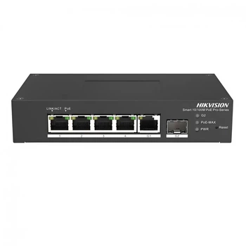 Управляемый 4-портовый PoE коммутатор Hikvision DS-3T1306P-SI/HS 4.8 Гбит/с, Черный (артикул 99-00015585)