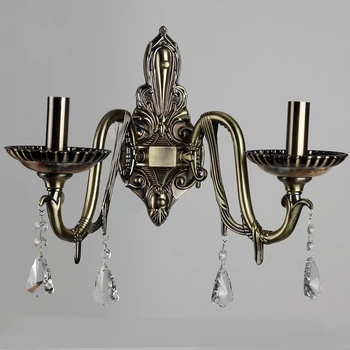 Классическое бра с хрустальной подвеской, настенный светильник в бронзе FORTUNA SD-1645-2 AB
