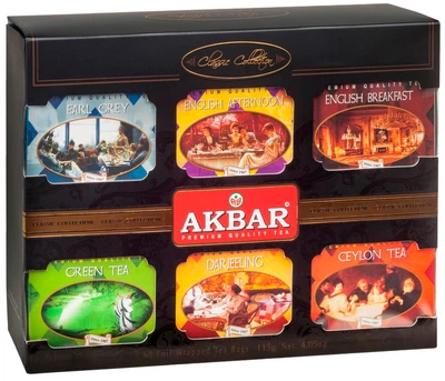 Чай Akbar Classic Collection Подарочный набор чая из 6 видов чая по 10 штук в индивидуальных конвертиках по 2 г (5014176010058)