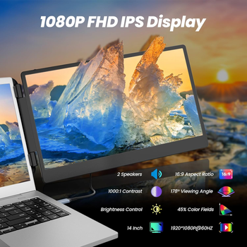 Монітор портативний 14" Domyfan S2 Full HD IPS 60 Гц Б/В