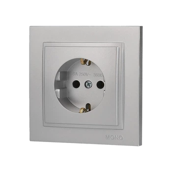 Розетка з заземленням Mono Electric DESPINA серебро 102-212121-117