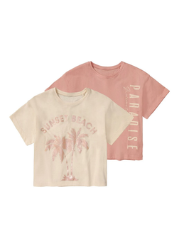К-кт (2шт) футболок для дівчини Pepperts 407499_2207-2 персикова+біла Sunset Beach 134-140 см