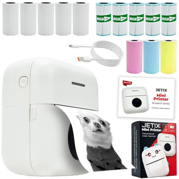 Дитячий Bluetooth мобільний термопринтер JETIX Mini Printer + 13 різних рулонів паперу