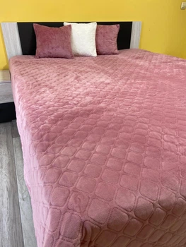 Покрывало ТЕП велюровое Velour Ромб круглый Розовый Евро макси 240х260 см Двустороннее