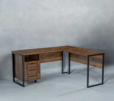 Стол угловой офисный Tobi Sho LOFT Volcano СУЛВ/3-1 с 3 ящиками столешница 18 мм, 1400х1200х750 Фаервуд