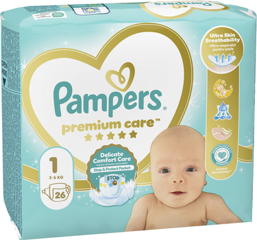 Подгузники Pampers Premium Care Размер 1 (2-5 кг) 26 шт (8001841104614)